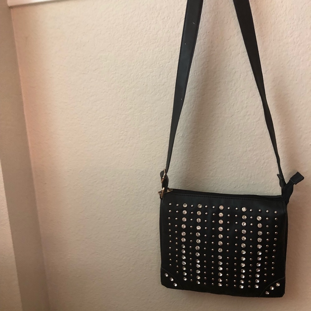 Black studded crossbody purse